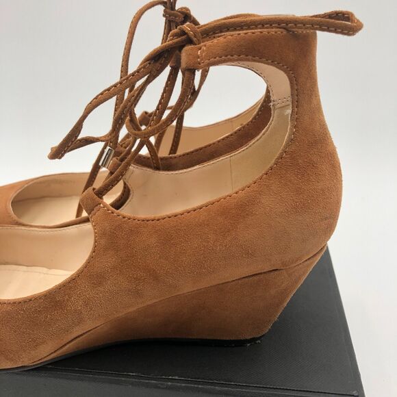 Marc Fisher lace up Heels wedge size 7 M caramel brown Suede MF Willy - Picture 8 of 16